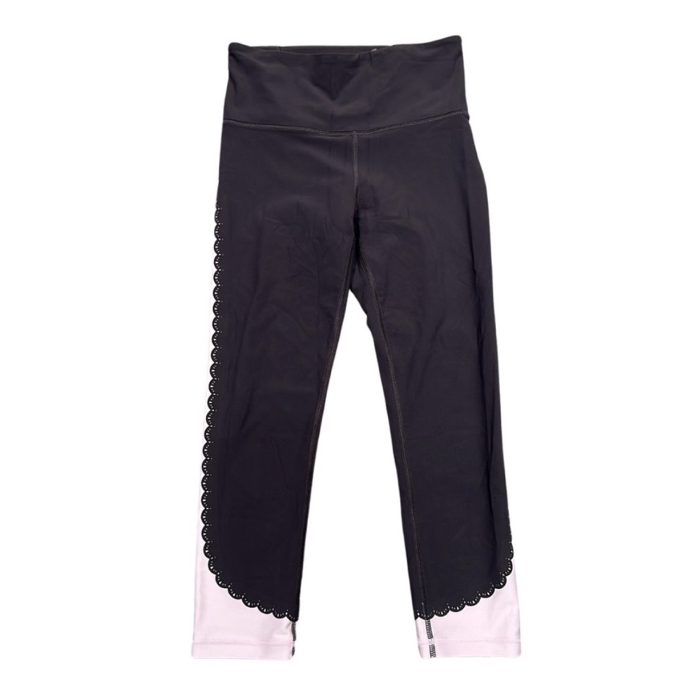 Athleta Elation Pink & Grey Scallop Capri Tights Leggings Size XSmall